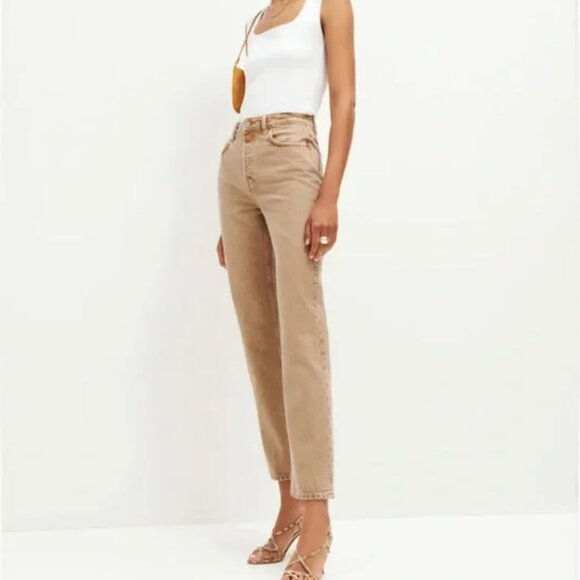 New NWOT Reformation Cynthia High Rise Straight Jeans Marzipan 26 - Picture 3 of 7